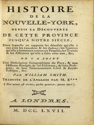 Item #31852 Histoire de la Nouvelle-York, depuis la découverte de cette province jusqu'a notre...
