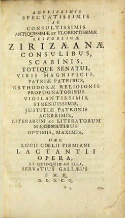 Lucii Coelii Lactantii Firmiani Opera, quae extant. Cum selectis variorum commentariis, opera et studio Servatii Gallaei