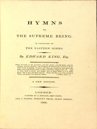 Hymns to the Supreme Being. In imitation the Eastern songs ... A new edition