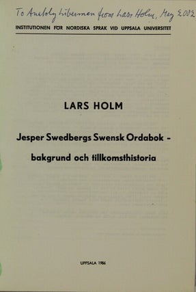 Jesper Swedbergs Swensk Ordabok: bakgrund och tillkomsthistoria