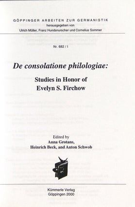 De consolatione philologiae: studies in honor of Evelyn S. Firchow