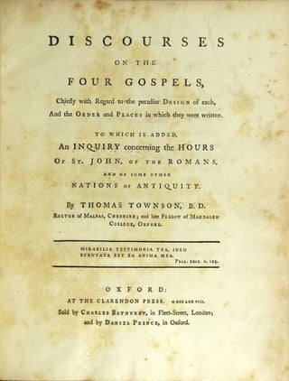 Item #33016 Discourses on the four gospels chiefly with regard to the peculiar design of each,...