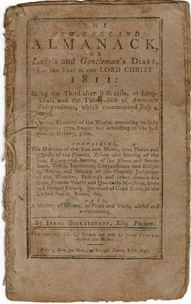 Item #33657 The New-England almanack, or lady's and gentleman's diary, for the year of Our Lord...