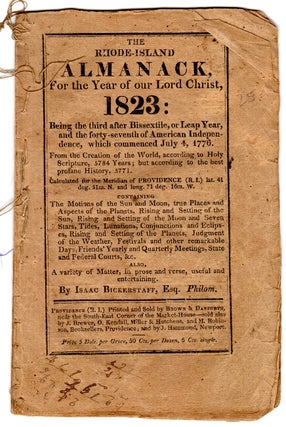 Item #33660 The Rhode-Island almanack, for the year of Our Lord Christ 1823. Isaac Bickerstaff