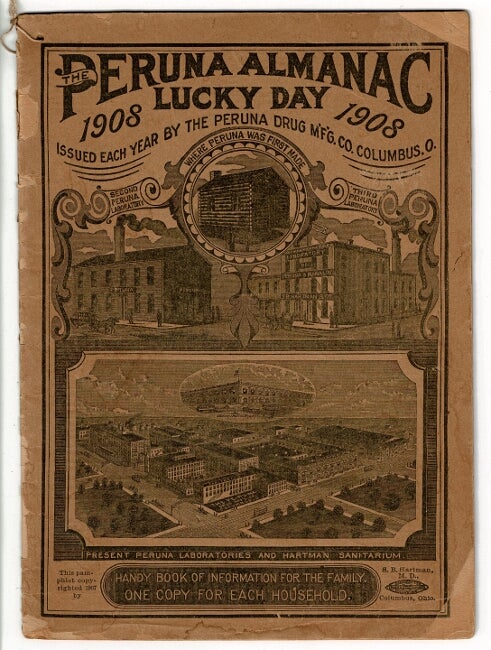 Item #33707 Peruna almanac lucky day 1908. Peruna Drug Manufacturing Company.