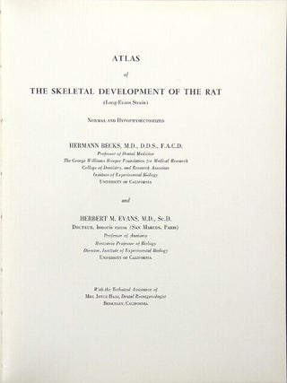 Atlas of the skeletal development of the rat (Long-Evans strain) normal and hypophysectomised