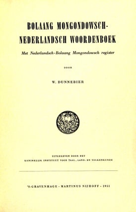 Bolaang Mongondowsch-Nederlandsch woordenboek met Nederlandsch-Bolaang Mongondowsch register