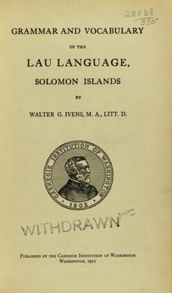 Grammar and vocabulary of the Lau language, Solomon Islands