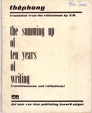 Item #34483 The summing up of ten years of writing (reminiscences and reflections). Translated...