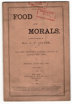 Item #36196 Food and morals; a sermon preached by...in the First Methodist Episcopal Church at...