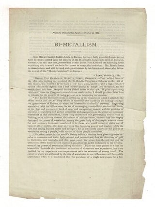 Item #36838 Bi-metallism. Henry Carey Baird