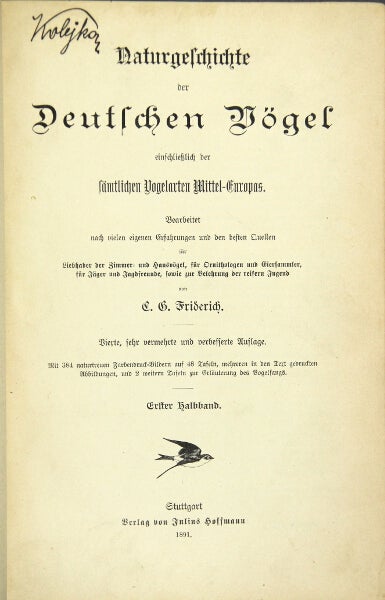 Item #3778 Natur-Geschichte der Deutschen Vogel. C. G. FRIDERICH.