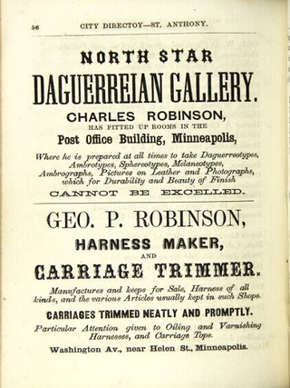 Commercial advertiser directory, for Saint Anthony and Minneapolis; to which is added a business directory, 1859-1860. H.E. Chamberlain, publisher