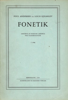 Item #38622 Fonetik. Særtryk af nordisk lærebog for talepædagager. 2. oplag. Poul Andersen,...