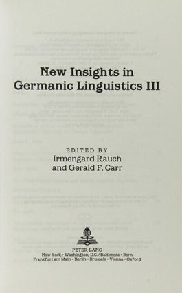 Insights in Germanic lingusitics I. Methodology in transition