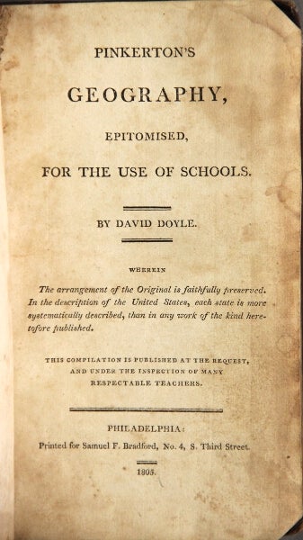 Item #39118 Pinkerton's geography, epitomised, for the use of schools. David Doyle.