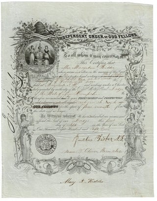 Item #39578 Independent Order of Odd Fellows. To all whom it may concern, this certifies that