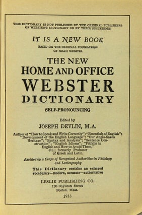 The new home and office Webster dictionary. Self-pronouncing