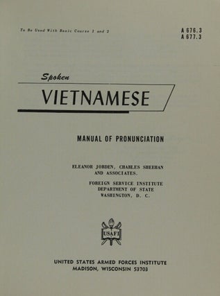 Spoken Vietnamese: manual of pronunciation