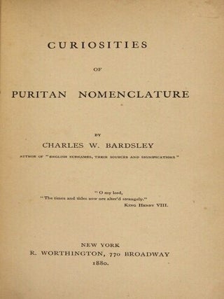 Curiosities of Puritan nomenclature