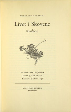Item #42287 Livet i Skovene (Walden). Paa dansk ved Ole Jacobsen. Forord af Jacob Paludan....