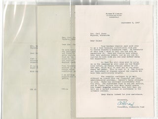 Item #42441 Three typed letters, signed, by and about Minnesota politician Harold E. Stassen....