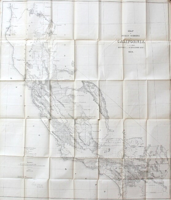 Item #42497 Map of public surveys in California to accompany report of Surveyor Genl. 1856. John C. Way.
