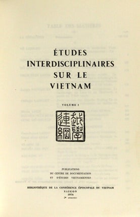 Études interdisciplinaires sur le Vietnam. Volume I (all published)