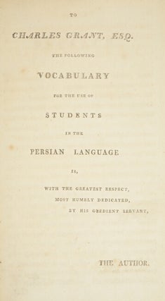 [Title in Persian = Mukhtasar-i lughat-i farsi] or, a vocabulary of the Persian language. In two parts. Persian and English, and English and Persian