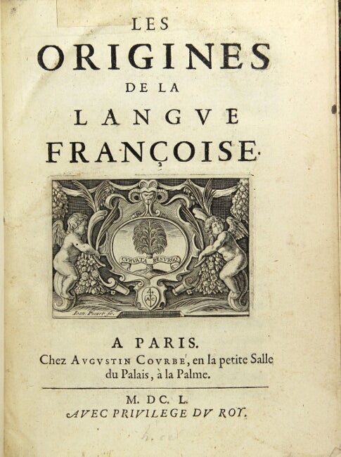 Item #42884 Les origines de la langue françoise. Menage, Gilles.