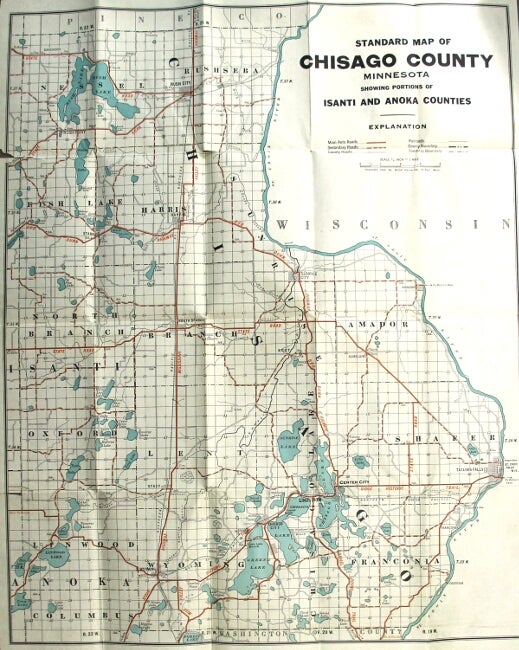 Item #42993 Standard map of Chisago County, Minnesota, showing selected roads in red [cover title]