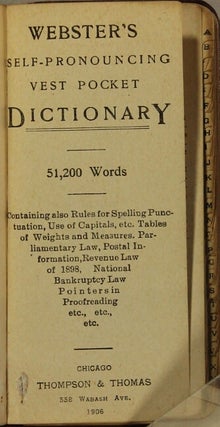 Webster's self-pronouncing vest pocket dictionary: 51,200 words, containing also rules for spelling punctuation, use of capitals, etc.