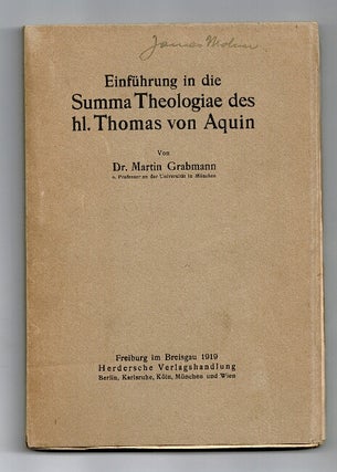 Item #43329 Einführung in die summa theologiae des hl. Thomas von Aquin. Martin Grabmann