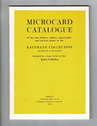 Item #43336 Microcard catalogue of the rare Hebrew codices, manuscripts, and ancient prints in...