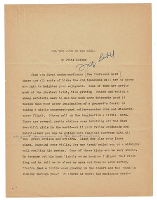 Item #43888 Typescript manuscript of the short story "All the weed in the world," lightly...