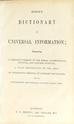 Beeton's dictionary of universal information