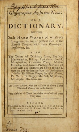 Item #44546 Glossographia anglicana nova: or, A dictionary, interpreting such hard words of...