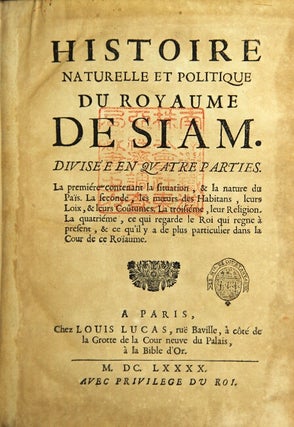 Item #44633 Histoire naturelle et politique du royaume de Siam. Nicolas Gervaise