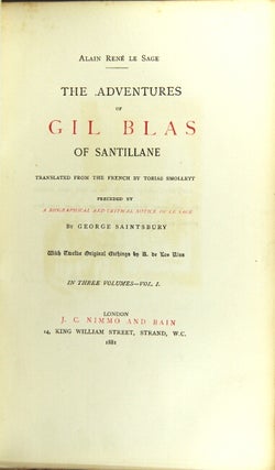 Item #44670 The adventures of Gil Blas of Santillane. Translated from the French by Tobias...