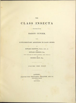 Item #44684 The animal kingdom... The class Insecta... With supplementary additions to each...