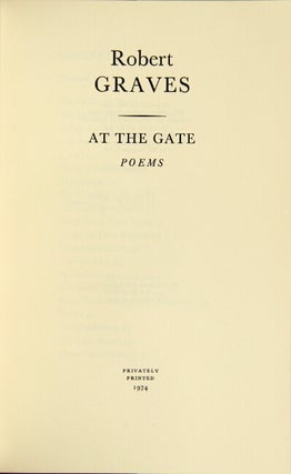 At the gate: poems