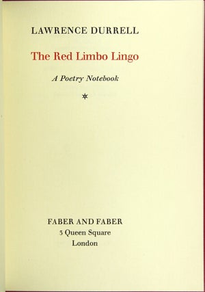 Item #44895 The red limbo lingo: a poetry notebook. Lawrence Durrell