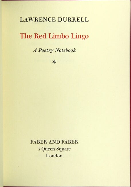 Item #44895 The red limbo lingo: a poetry notebook. Lawrence Durrell.