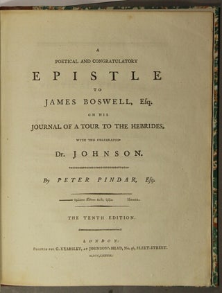 A poetical and congratulatory epistle to James Boswell, Esq. on his journal of a tour to the Hebrides, with the celebrated Dr. Johnson.
