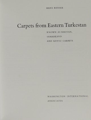 Carpets from eastern Turkestan known as Khotan, Samarkand, and Kansu carpets