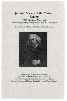 Item #45708 Johnson Society of the Central Region: 1998 annual meeting