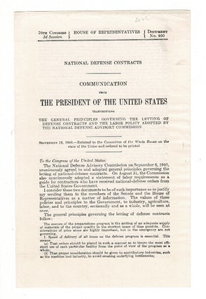 Item #45801 National defense contracts: communication from the President of the United States...
