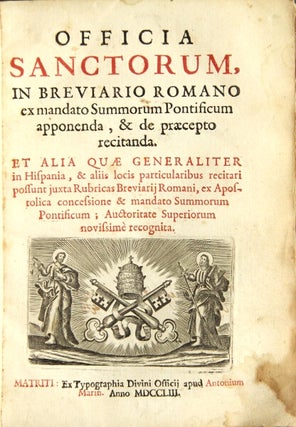 Item #46049 Officia Sanctorum, in Breviario Romano ex mandato summorum Pontificum apponenda, & de...