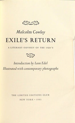 Exile's return. A literary odyssey of the 1920's
