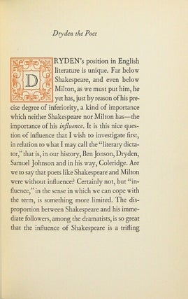 John Dryden: the poet the dramatist the critic. Three essays.